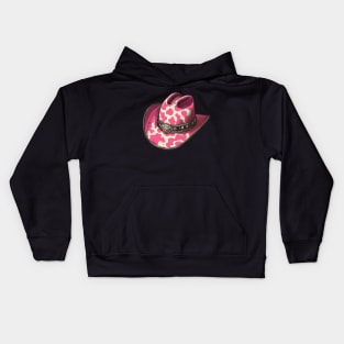 Pink cow print cowboy hat Kids Hoodie